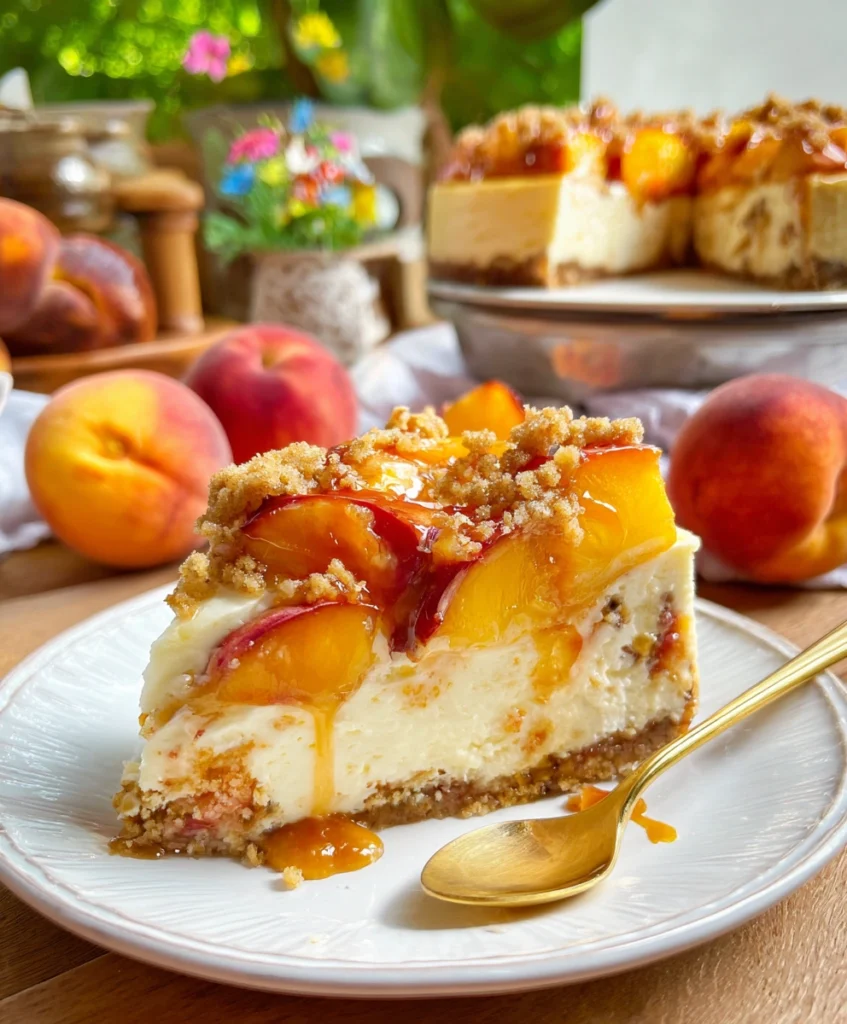 Peach Cobbler Italian Ricotta Cheesecake