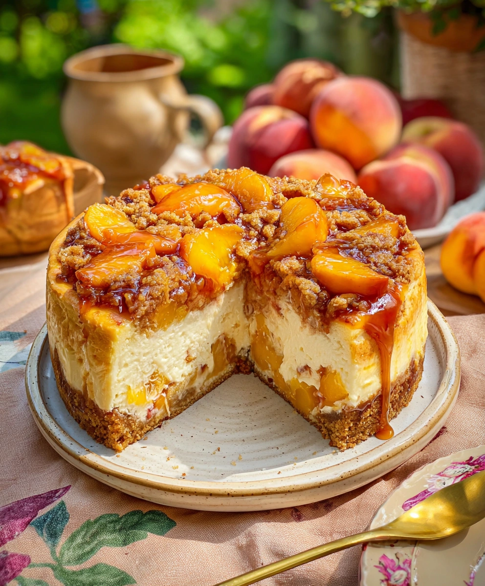 Peach Cobbler Italian Ricotta Cheesecake