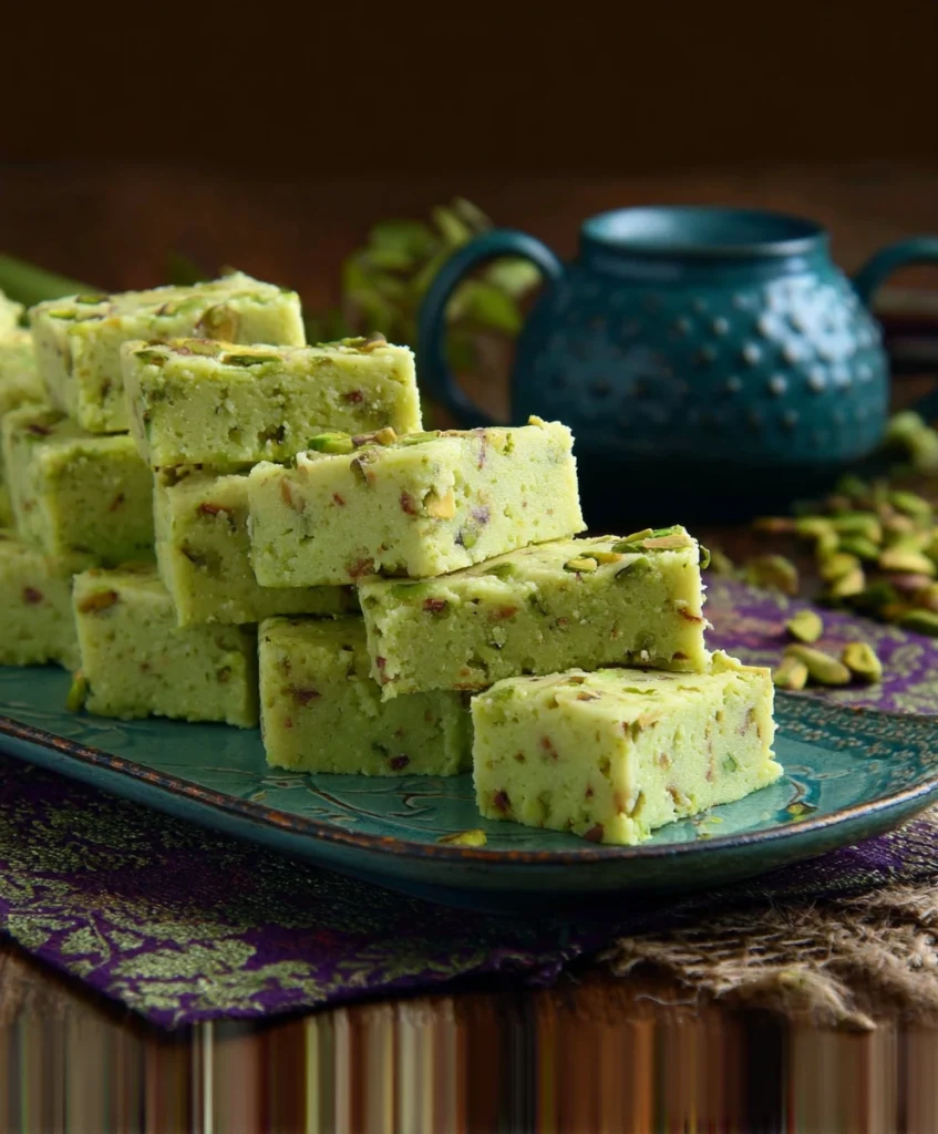 Pista Burfi Recipe — Indian Spiced Pistachio Fudge