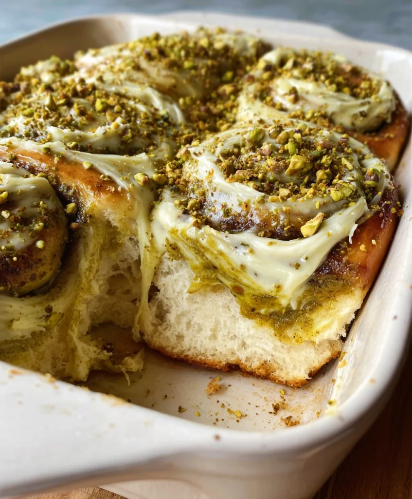 Small Batch Pistachio Cream Cinnamon Rolls