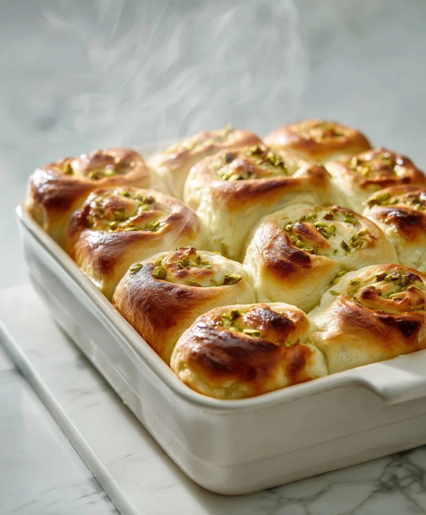 Small Batch Pistachio Cream Cinnamon Rolls