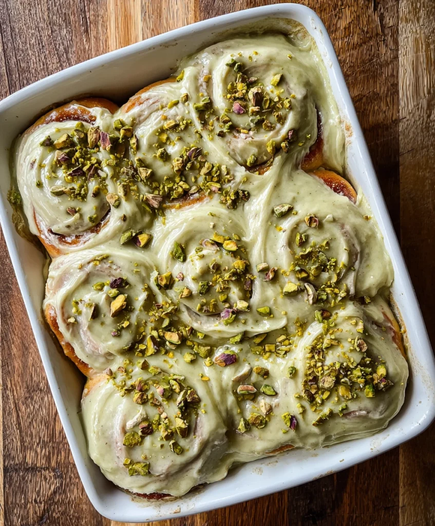 Small Batch Pistachio Cream Cinnamon Rolls