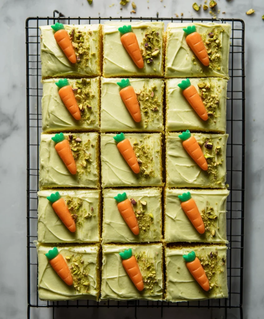 Carrot Sheet Cake with Pistachio Frosting