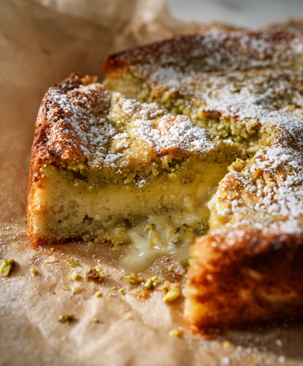 Buttery Pistachio Gooey Butter Cake