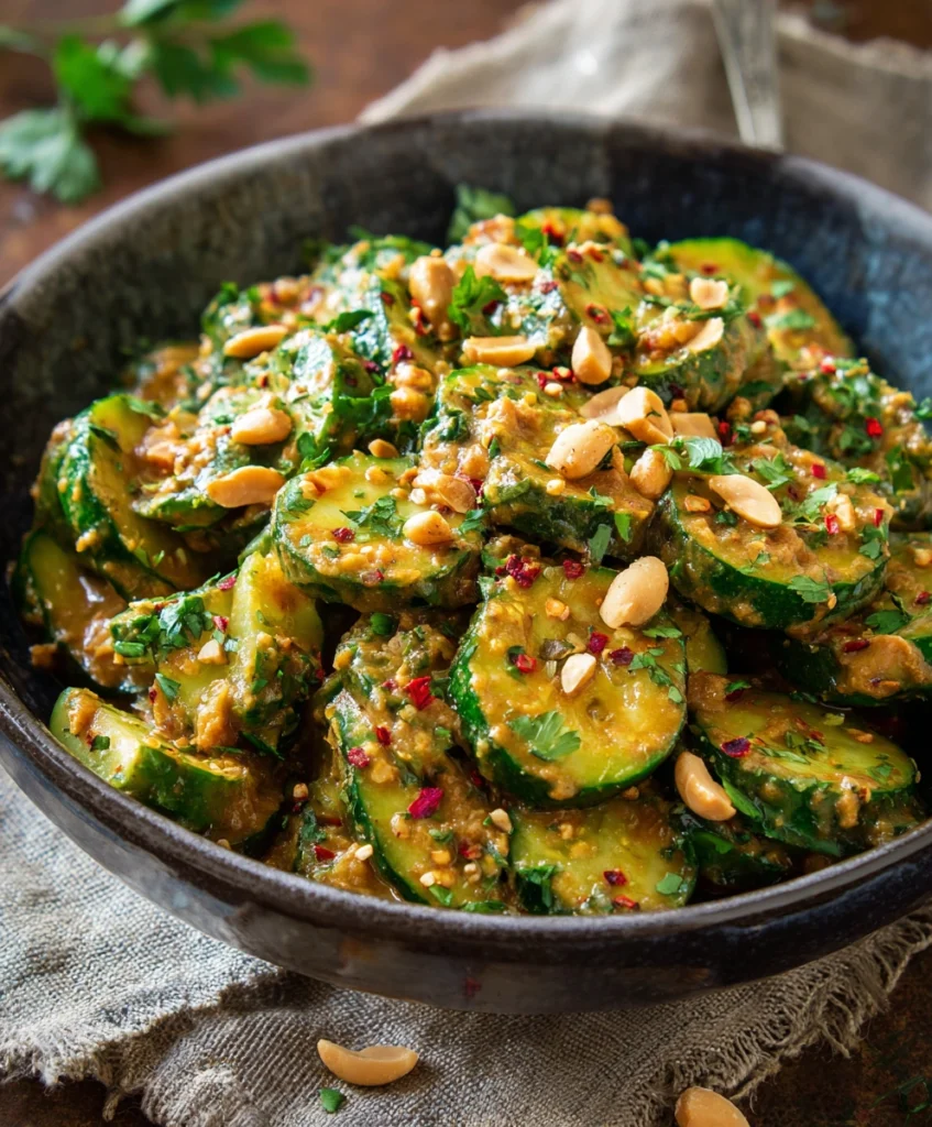 Cucumbers in Spicy Peanut Sauce