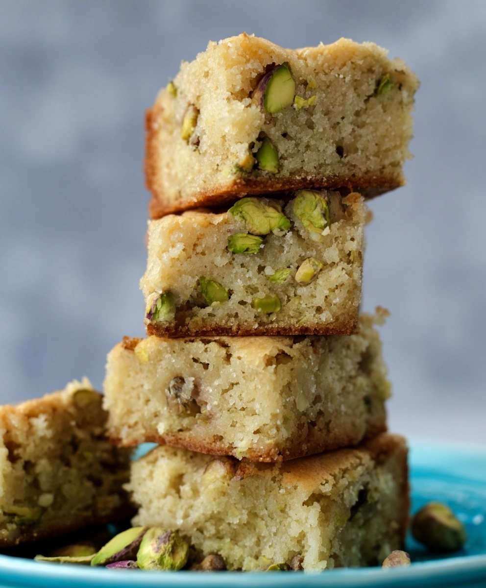 Blondies with Pistachio and Cardamom