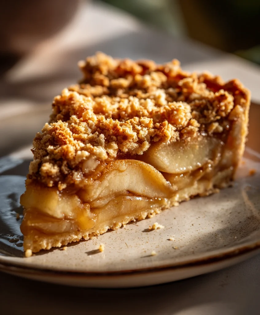 Chai Spiced Pear Almond Crumble Tart