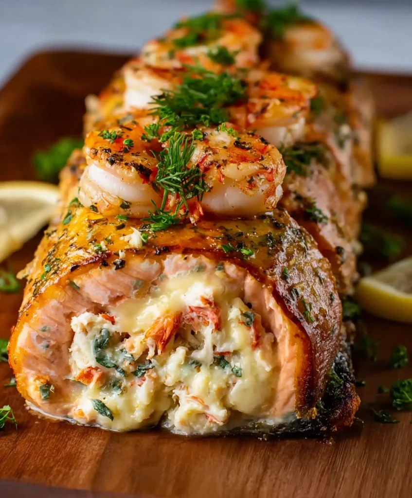 Crab and Shrimp Stuffed Salmon