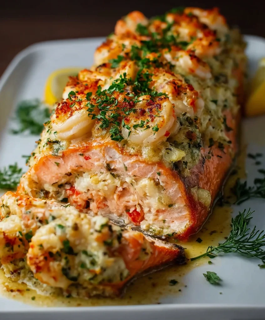 Crab and Shrimp Stuffed Salmon