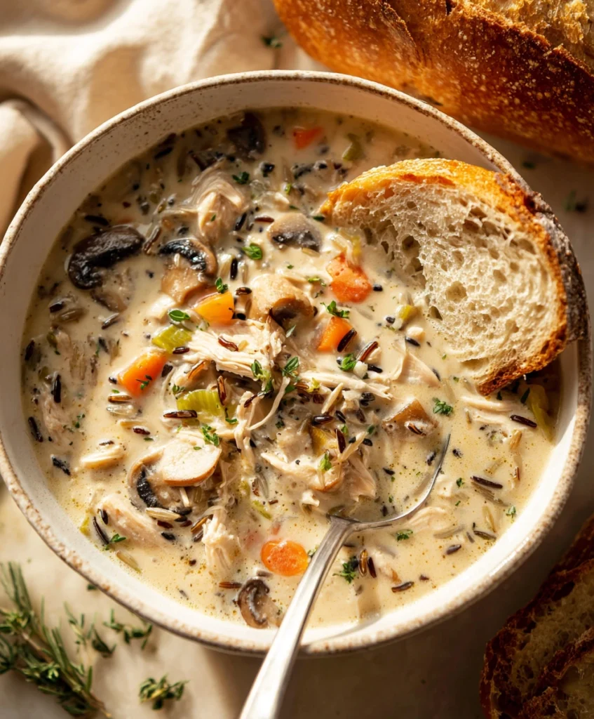 Creamy Mushroom Chicken and Wild Rice Soup