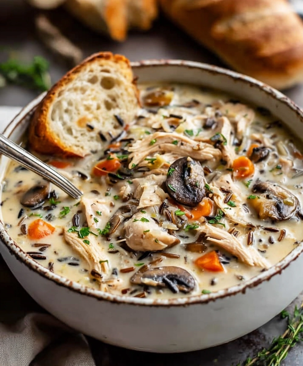 Creamy Mushroom Chicken and Wild Rice Soup