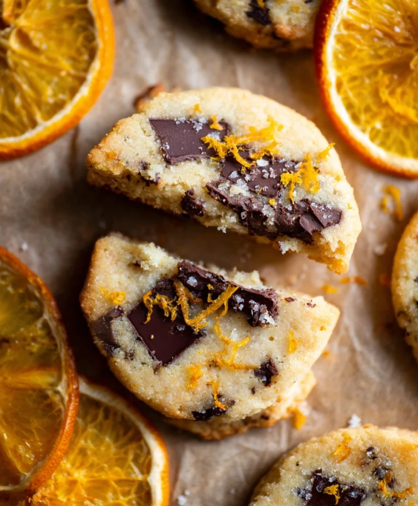 Dark Chocolate Orange Shortbread Cookies