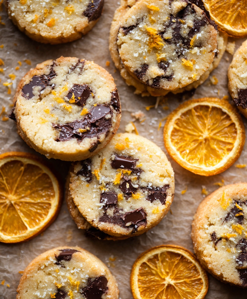 Dark Chocolate Orange Shortbread Cookies