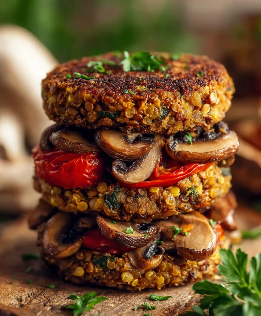 Mushroom Lentil Burgers