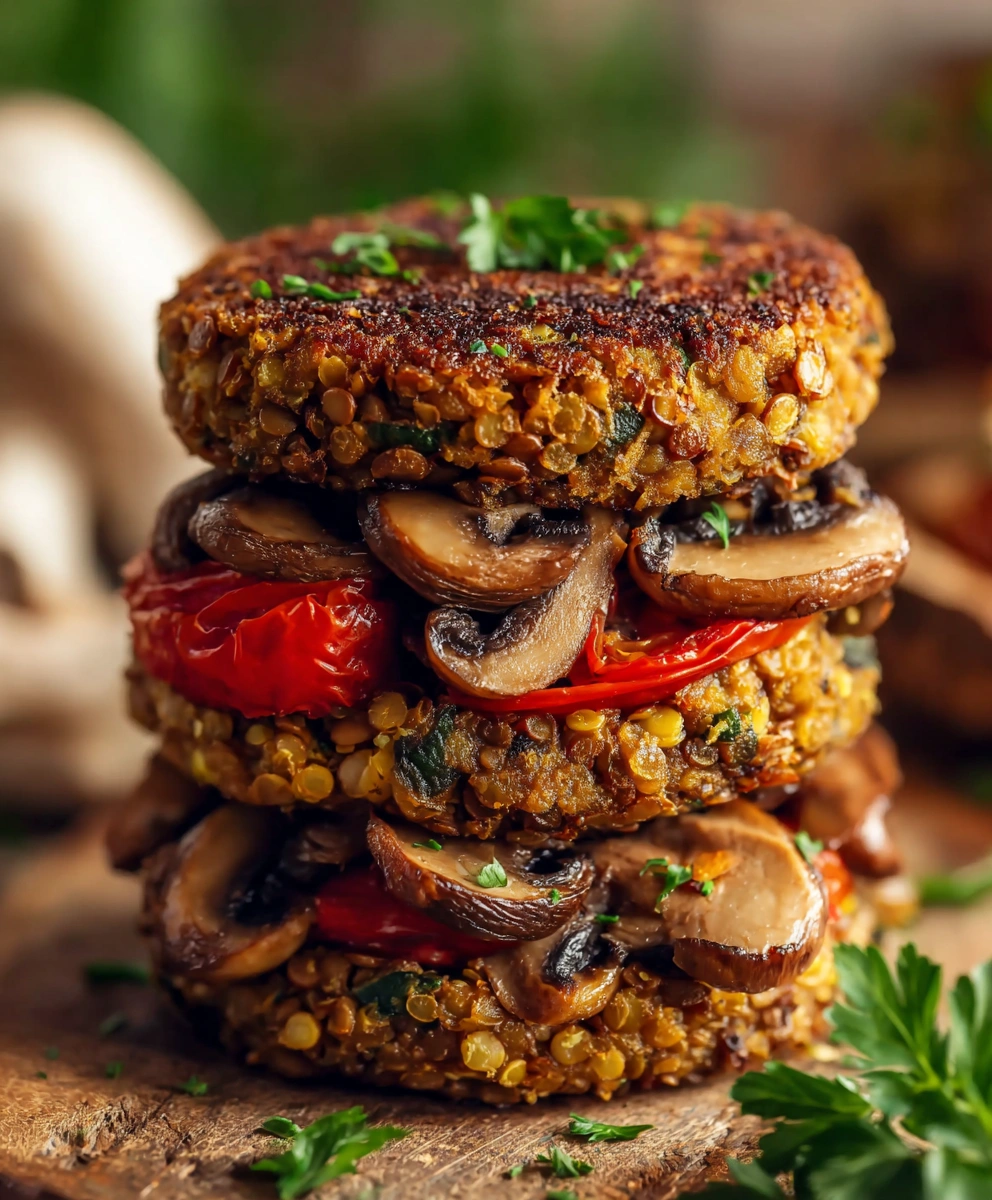Mushroom Lentil Burgers