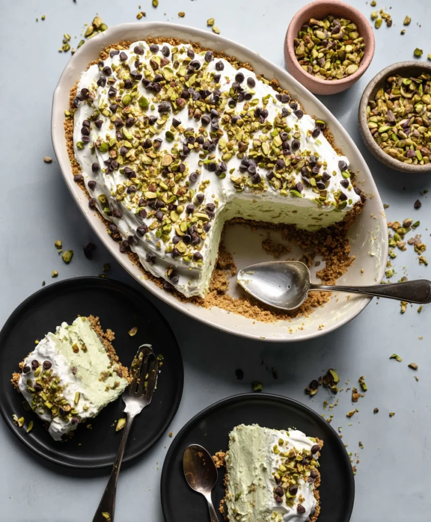 No Bake Pistachio Cannoli Pie