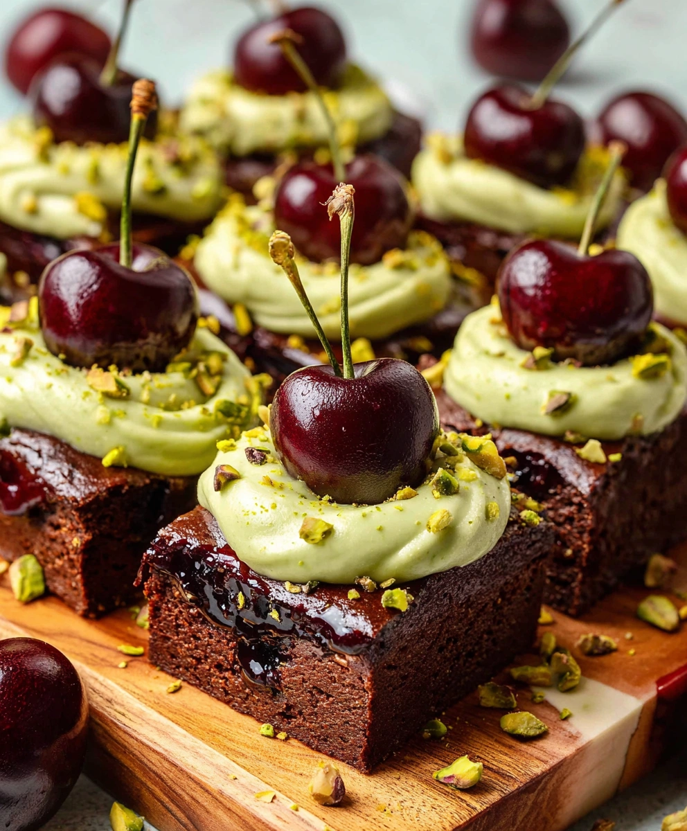 Pistachio Cherry Cheesecake Brownies