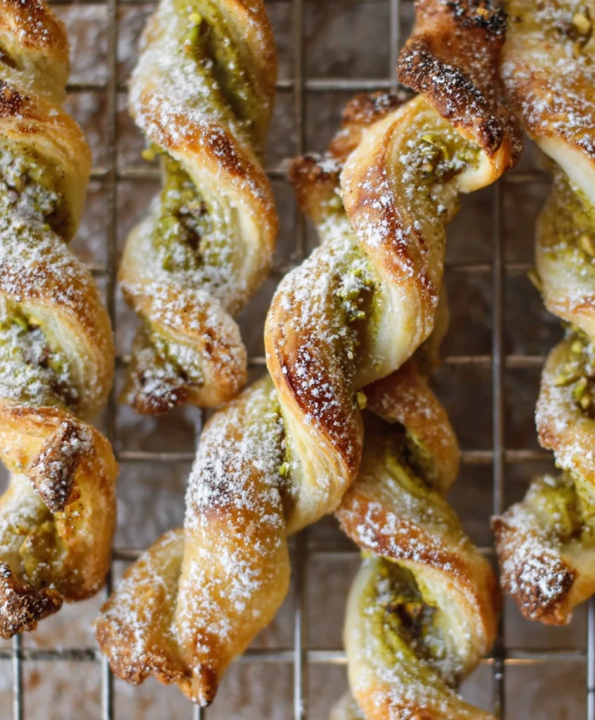 Pistachio Cream Puff Pastry Twists