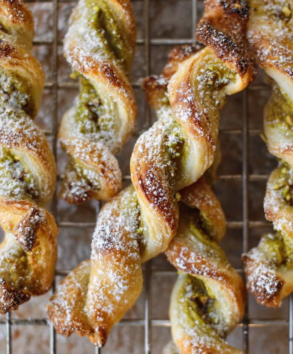 Pistachio Cream Puff Pastry Twists