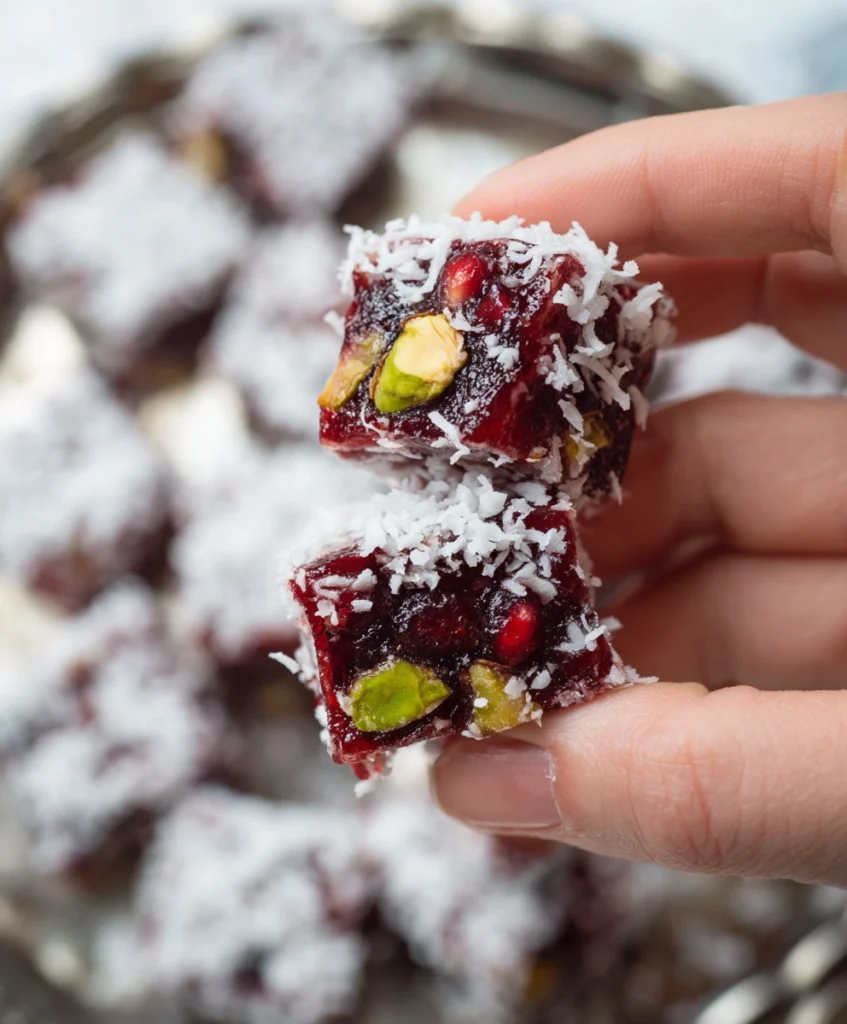 Pistachio and Pomegranate Turkish Delight