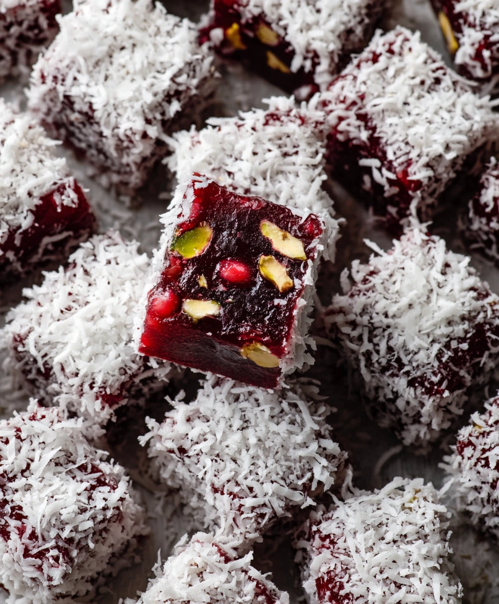 Pistachio and Pomegranate Turkish Delight