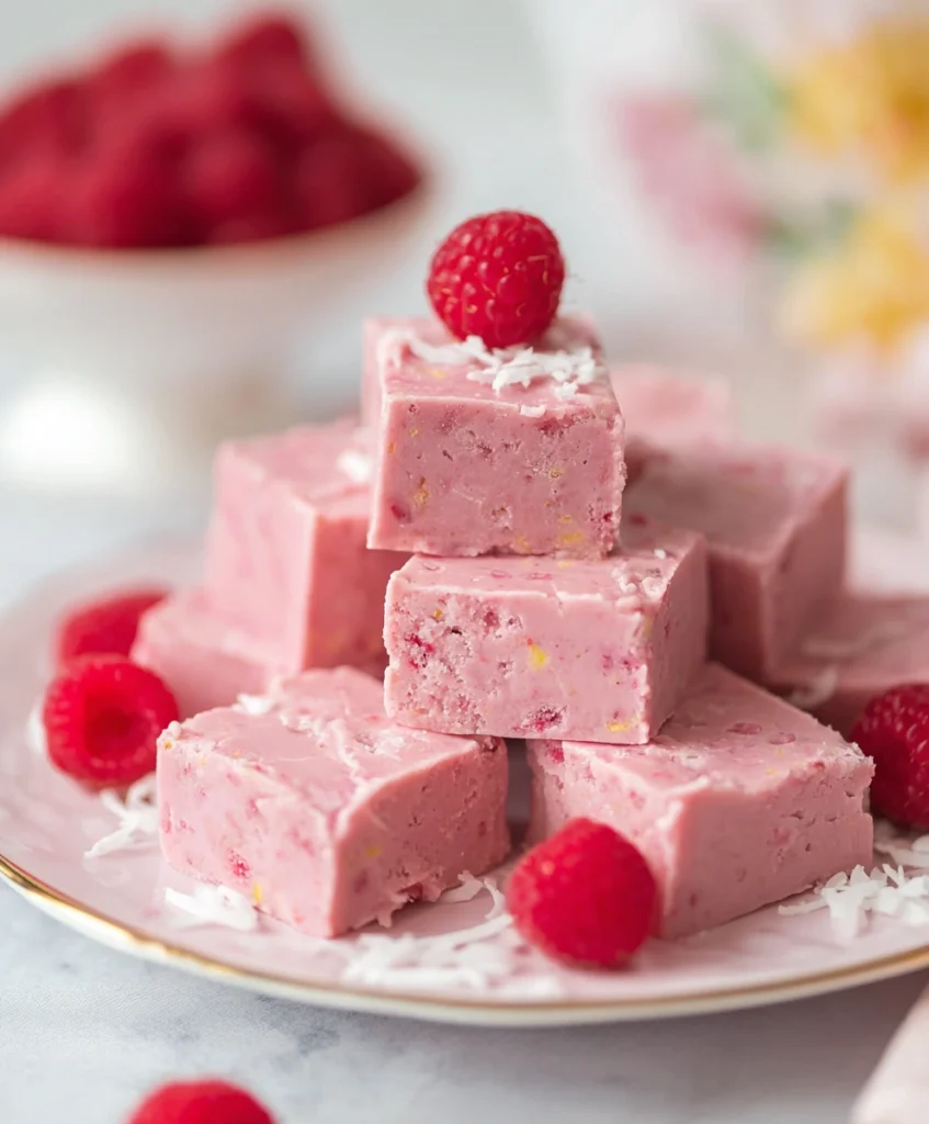 Vegan Raspberry Coconut Fudge