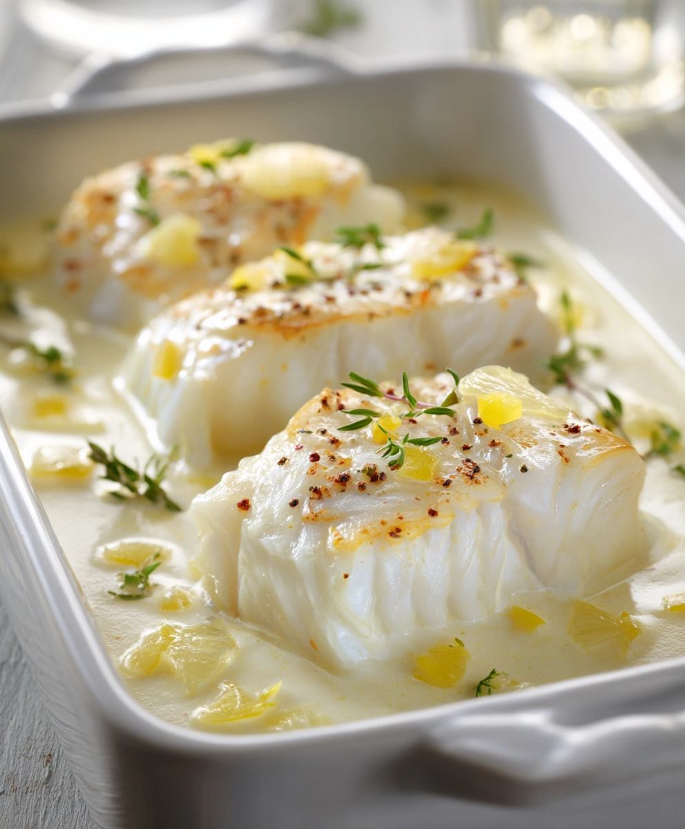 Baked Cod in Coconut Lemon Cream Sauce