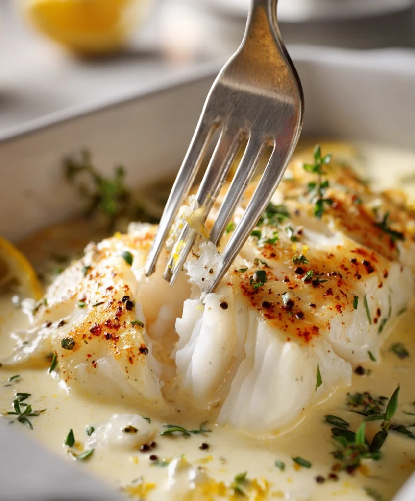 Baked Cod in Coconut Lemon Cream Sauce