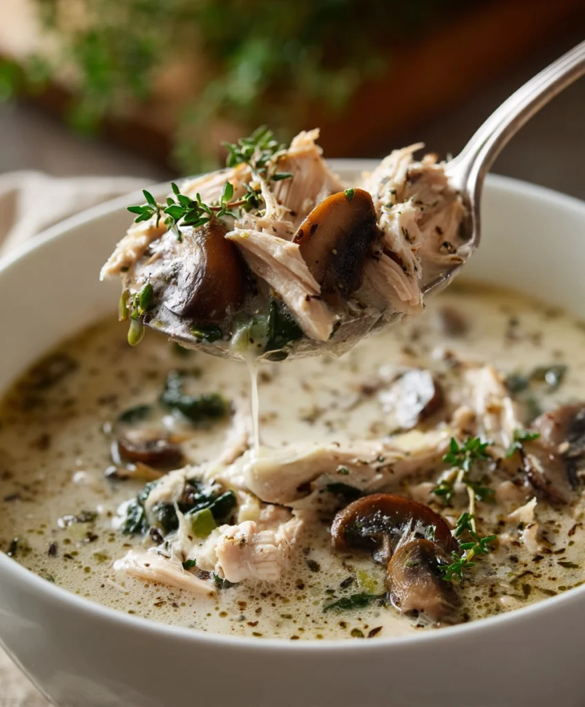 Comforting Rotisserie Chicken and Mushroom Soup