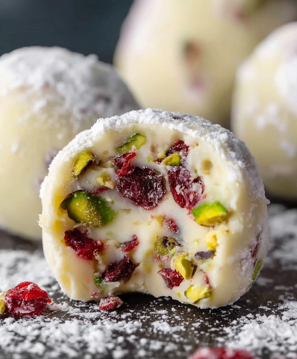 Cranberry Pistachio White Chocolate Truffles