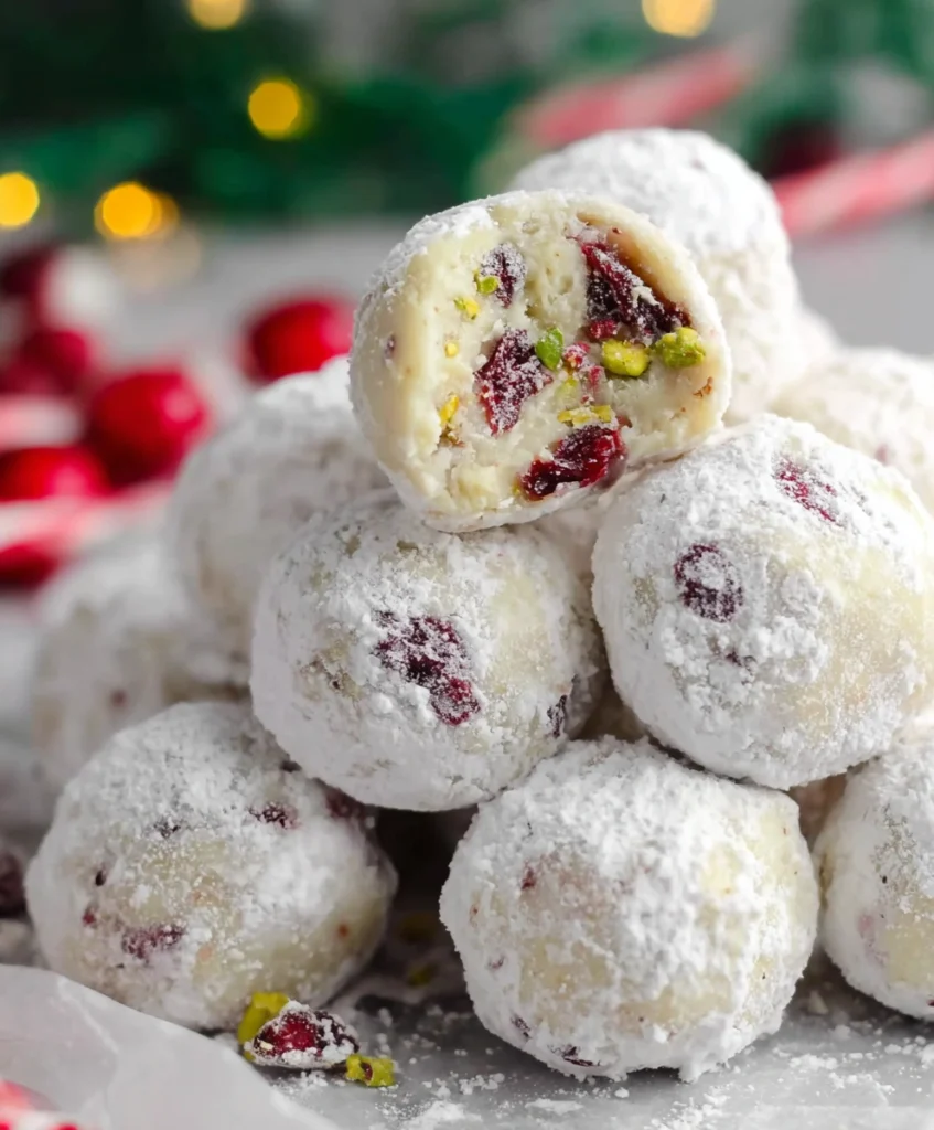 Cranberry Pistachio White Chocolate Truffles