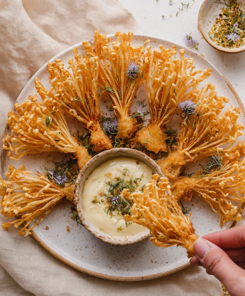 Crispy Fried Enoki Mushrooms