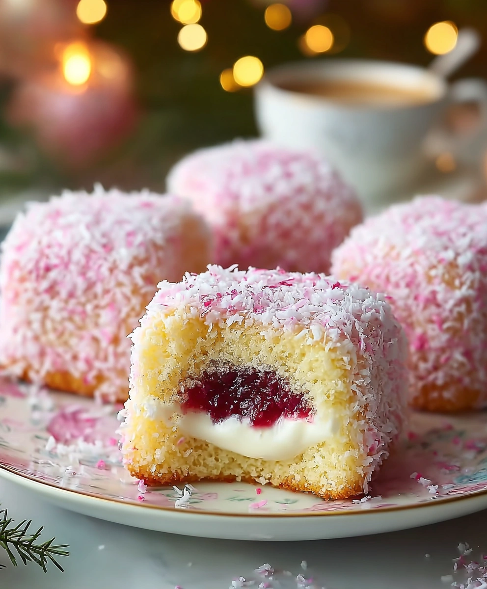 Fluffy Raspberry Lamingtons with a Heart of Chantilly Cream