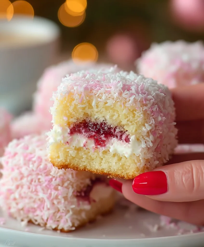 Fluffy Raspberry Lamingtons with a Heart of Chantilly Cream