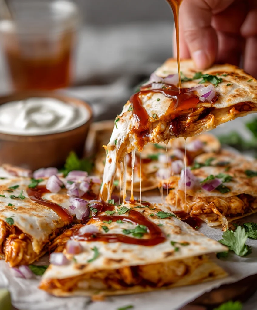 Hot Honey BBQ Chicken Quesadillas