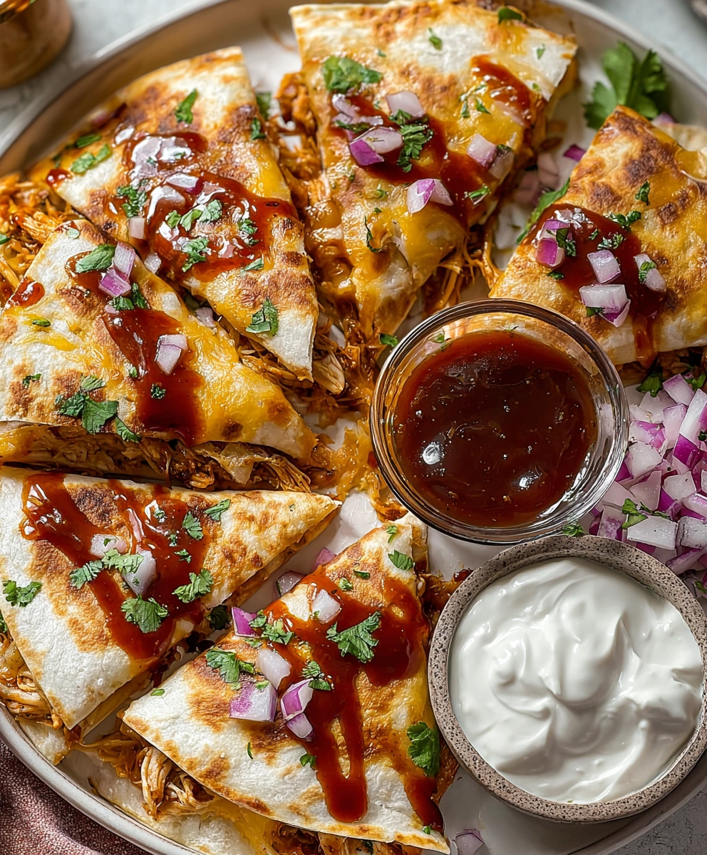 Hot Honey BBQ Chicken Quesadillas