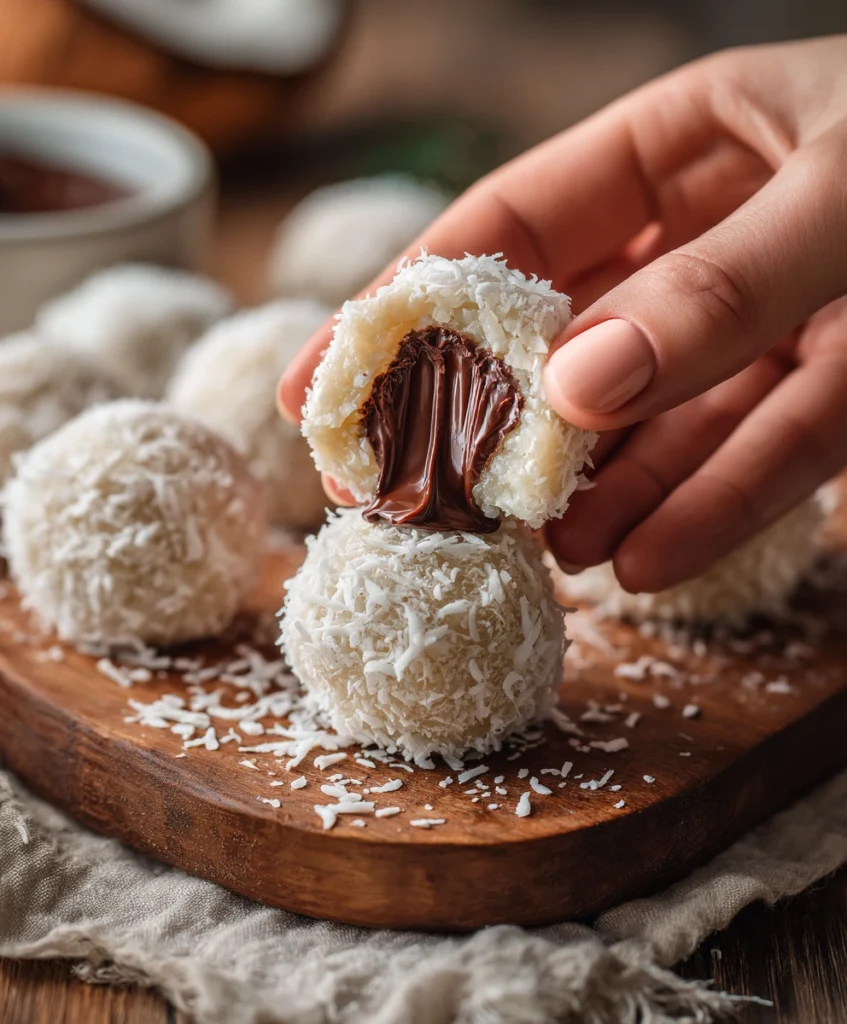 No Bake Coconut Cookie Balls with Chocolate Centers