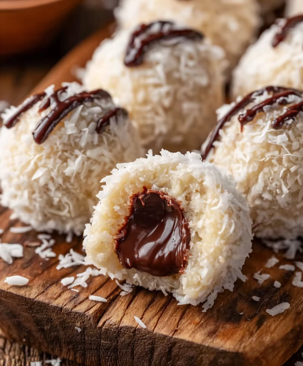 No Bake Coconut Cookie Balls with Chocolate Centers