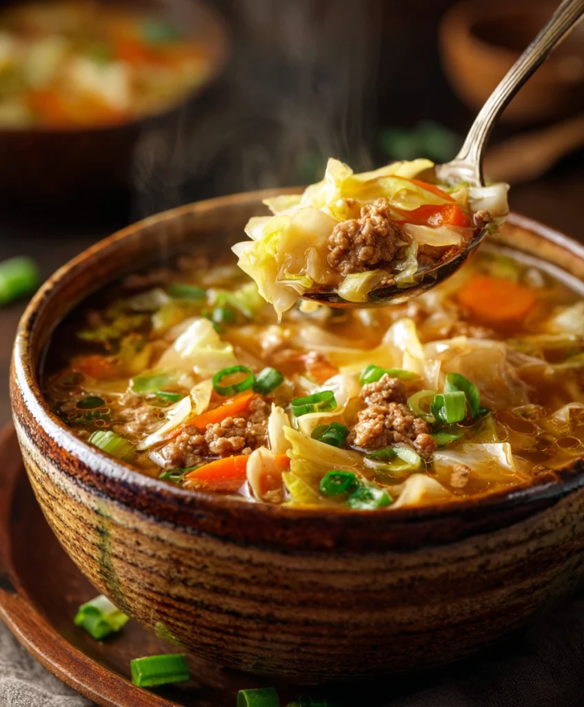 One-Pot Egg Roll Soup with Green Onions and Ginger