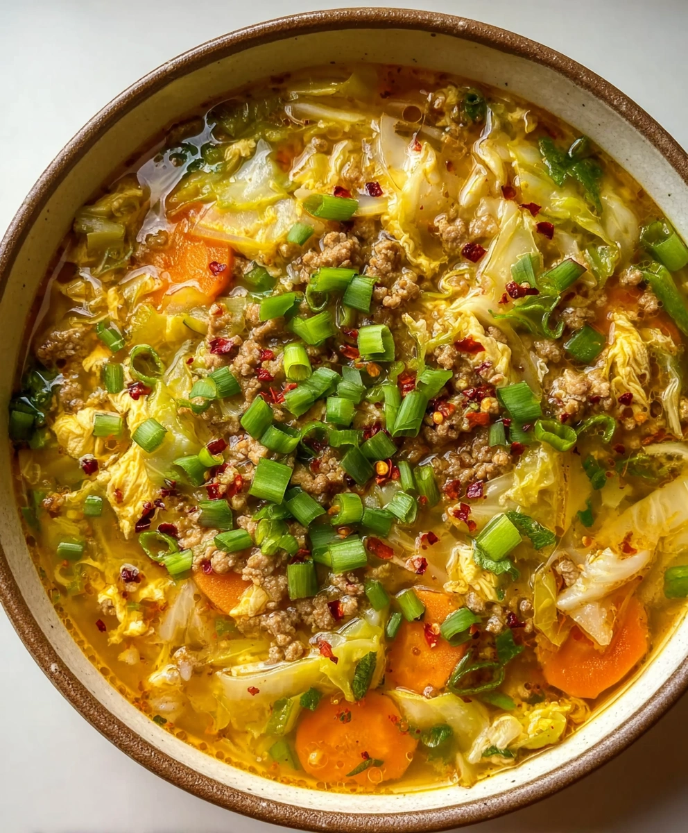 One-Pot Egg Roll Soup with Green Onions and Ginger