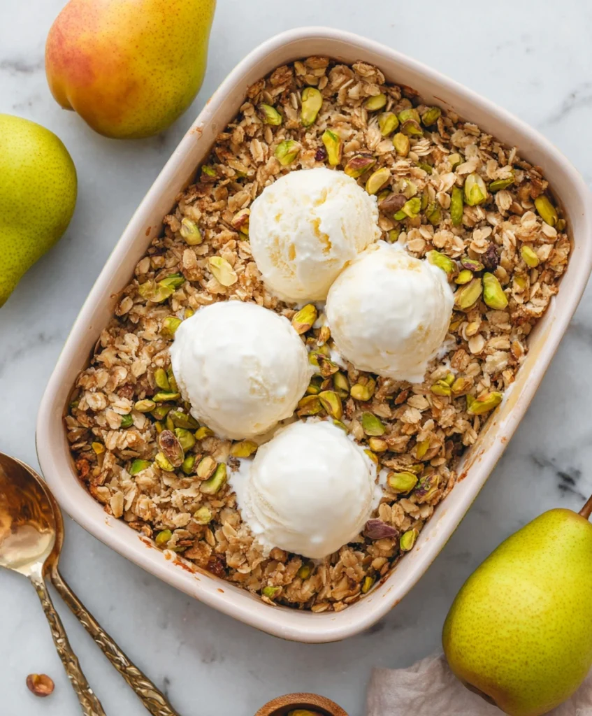 Pear and Pistachio Crisp