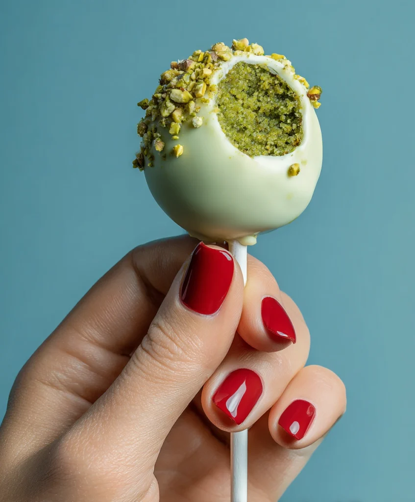 Pistachio Cake Pops with White Chocolate