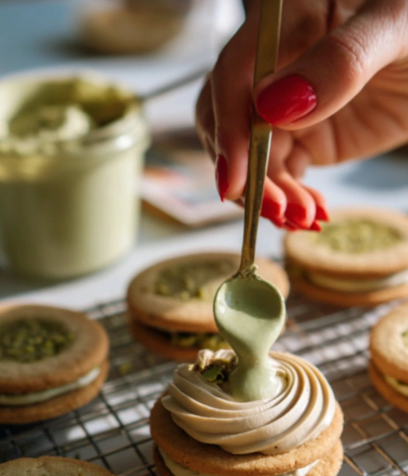 Pistachio Latte Sandwich Cookies