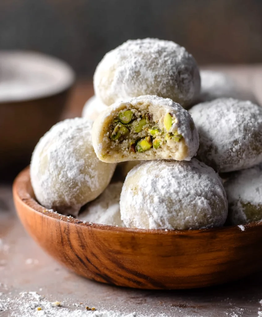 Pistachio Snowball Cookies