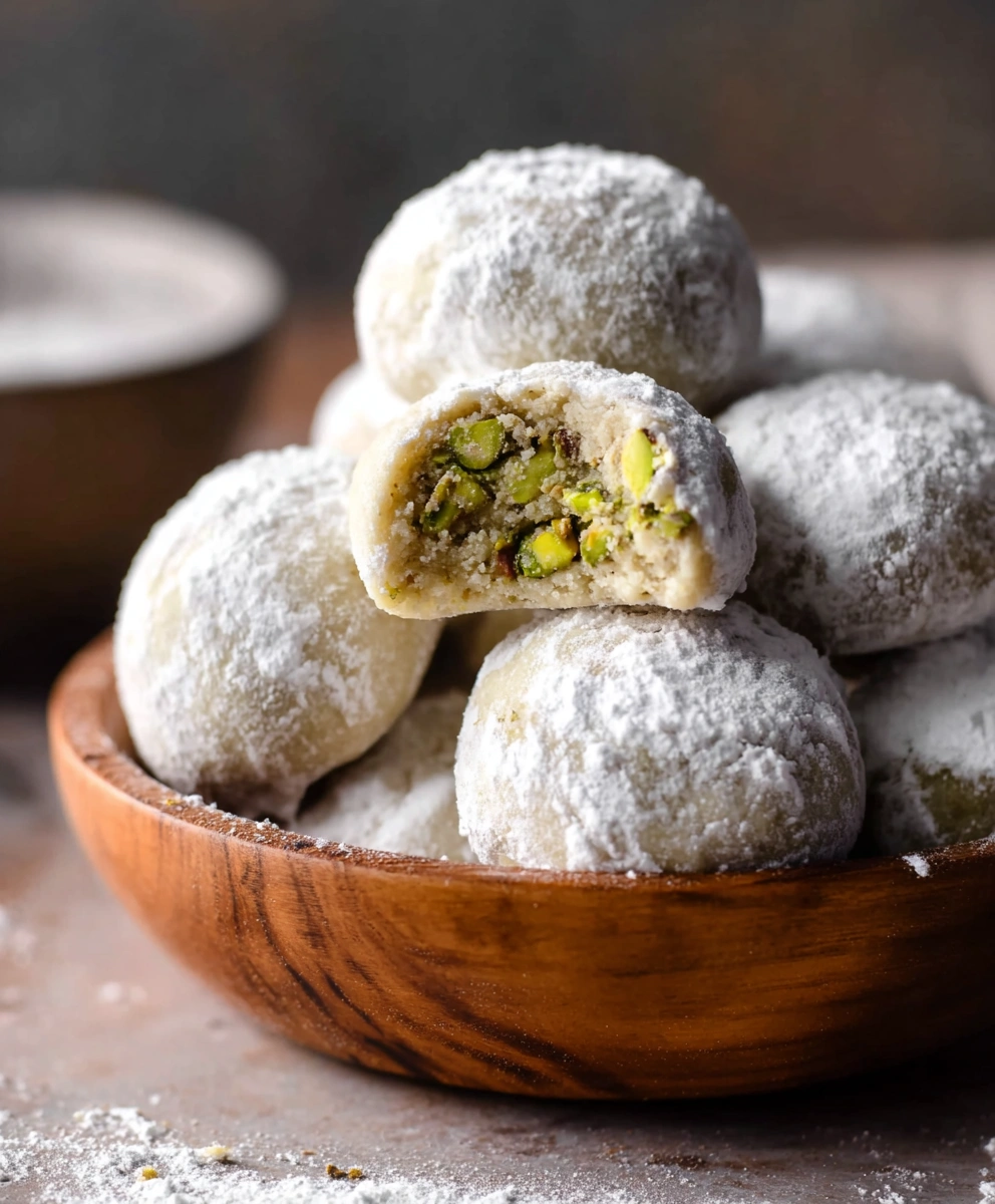 Pistachio Snowball Cookies
