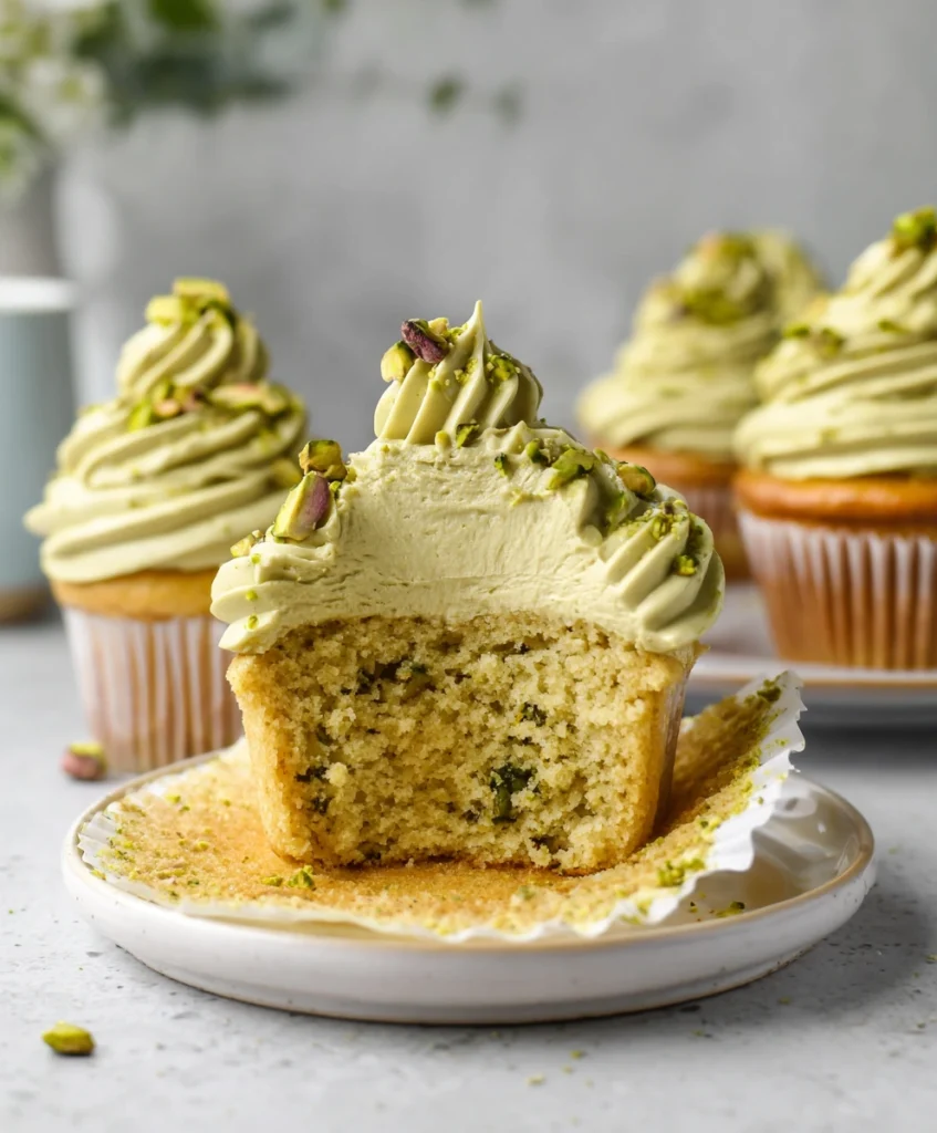 Pistachio Vanilla Cupcakes