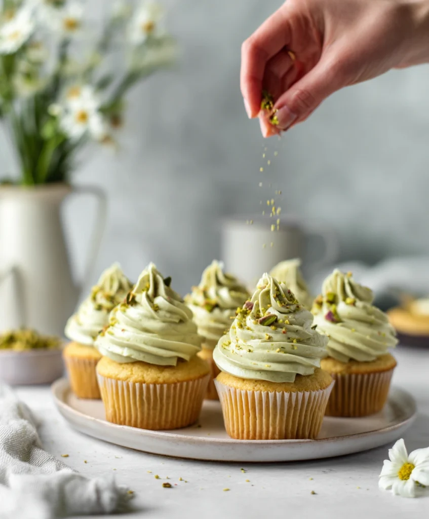 Pistachio Vanilla Cupcakes