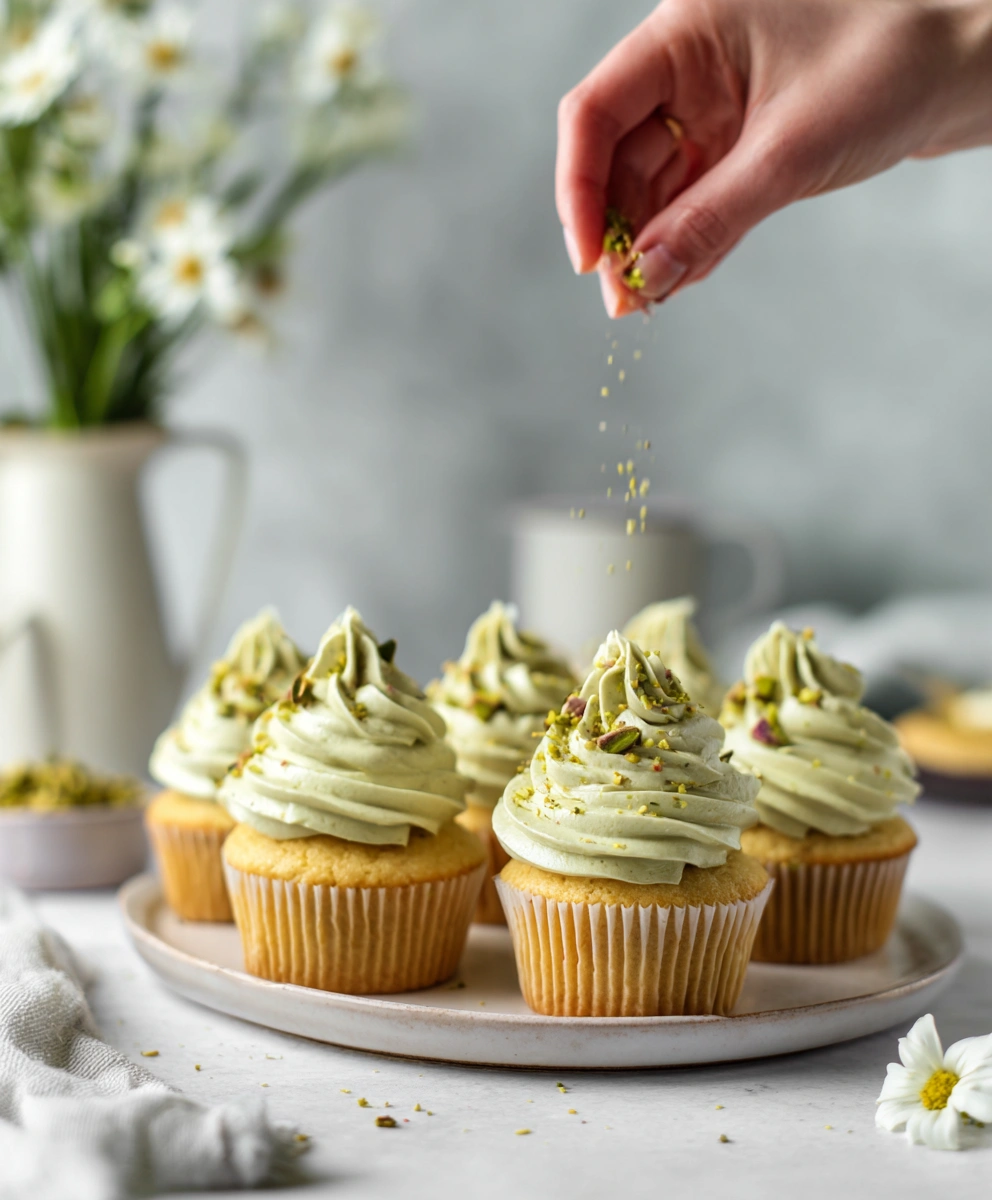 Pistachio Vanilla Cupcakes
