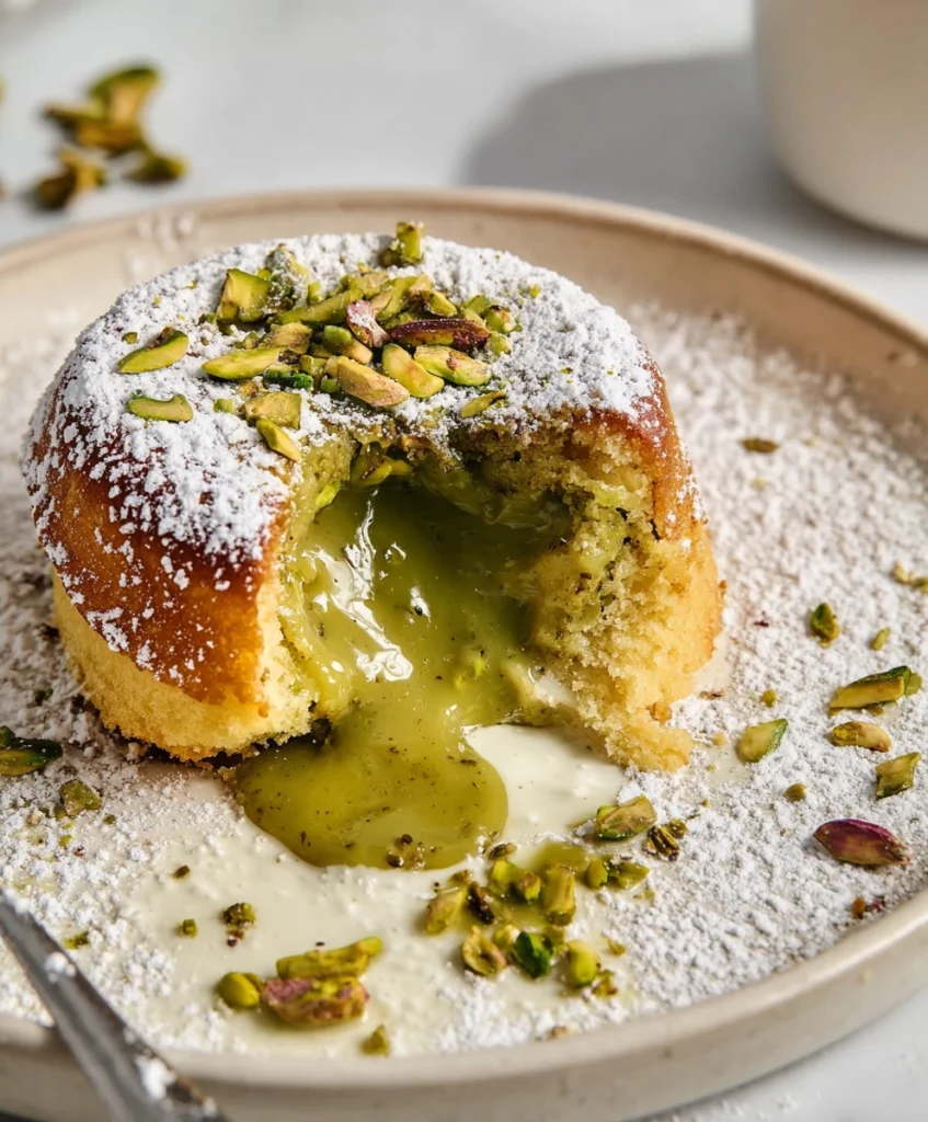 Pistachio and White Chocolate Fondant Cake