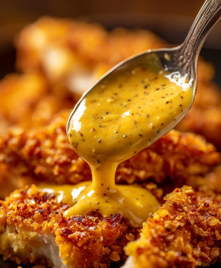 Pretzel Chicken with Mustard-Cheddar Sauce
